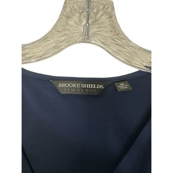 Brooke Shields Timeless Blue Cowl Neck Short Sleeve Office Work Dress Medium - Picture 2 of 11